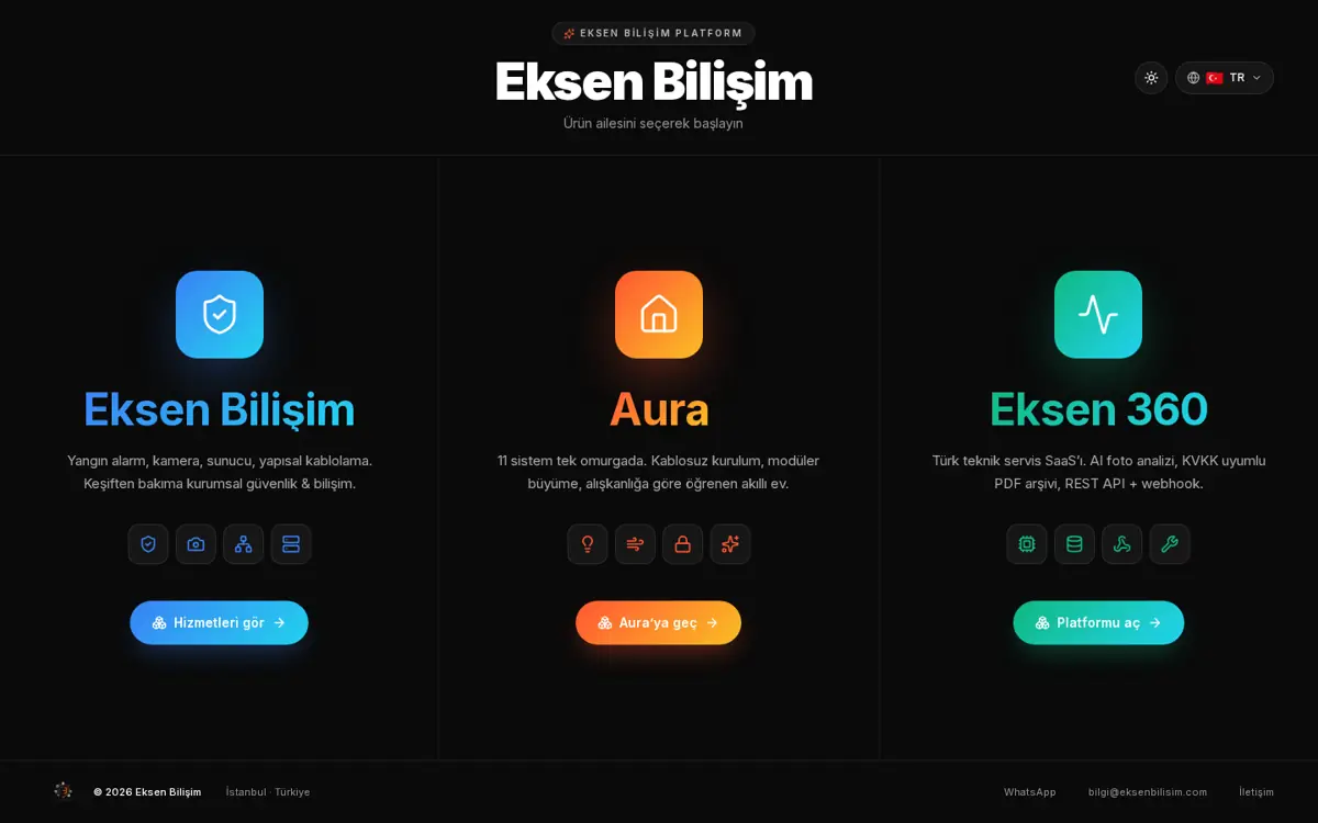 Eksen Bilişim web sitesi